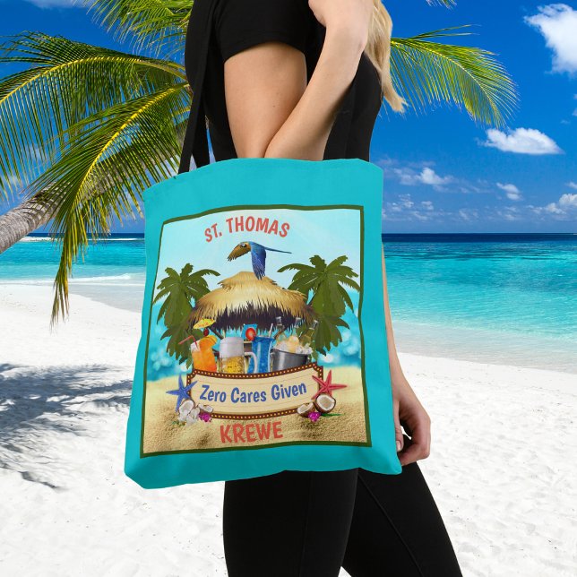 Bolsa Tote Barraca Tiki da Praia Personalizada (Criador carregado)