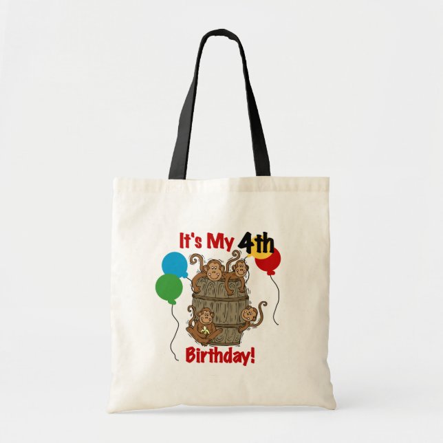 Bolsa Tote barril de macacos 4º aniversário (Frente)