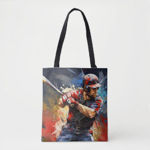 Bolsa Tote Baseball Action Sports Painting Abstrato Art Decor