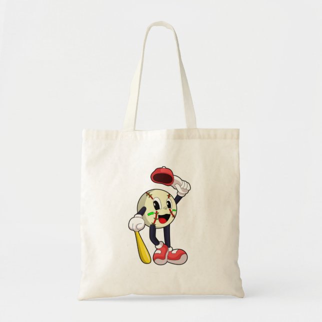 Bolsa Tote Baseball com bastão de beisebol (Frente)