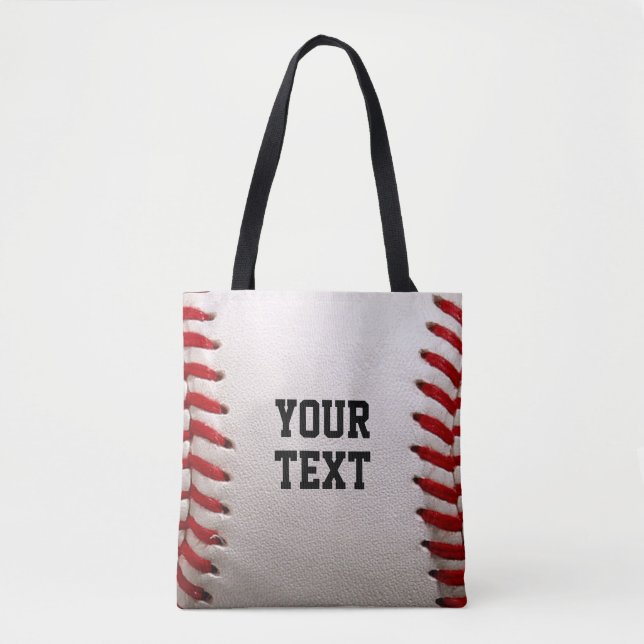 Bolsa Tote Baseball com texto personalizável (Frente)