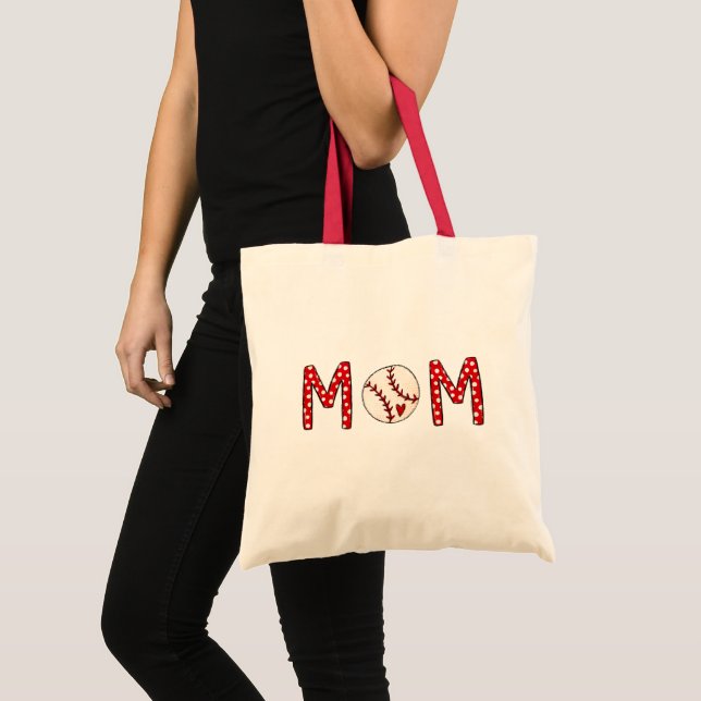 Bolsa Tote Baseball Mãe Cooperstown NY Bolinhas Cute (Frente (produto))