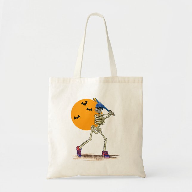 Bolsa Tote Baseball Skeleton Halloween Men Meninos Baseball H (Frente)