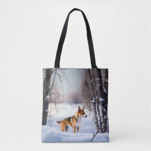 Bolsa Tote Basenji Deixou nevar o Natal