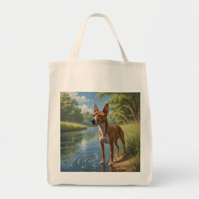 Bolsa Tote Basenji Elegant Grocery Tote Bag (Frente)