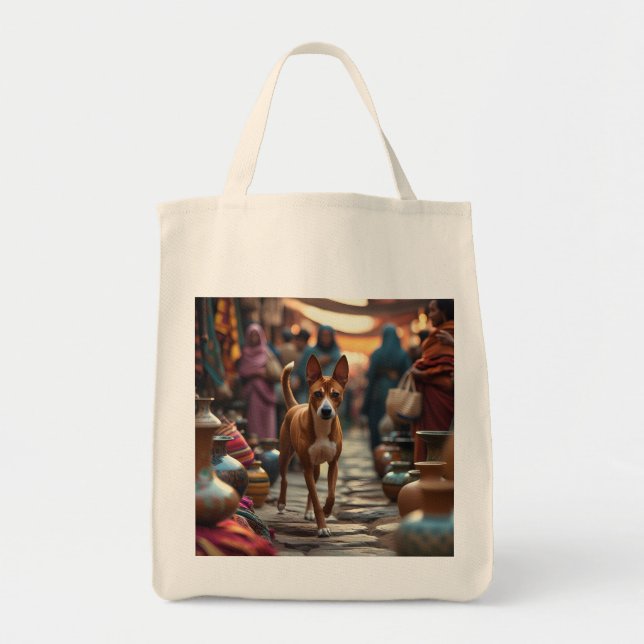 Bolsa Tote Basenji Elegant Grocery Tote Bag (Frente)