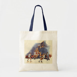 Bolsa Tote Basquetebol Esportivo Vintage, Jogadores em um Jog