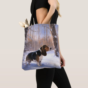 Bolsa Tote Basset Hound Deixe-O Neve Natal
