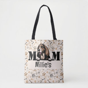 Bolsa Tote Basset Hound Peeking Personalizou Mãe