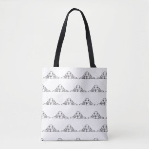 Bolsa Tote basset hound preto branco simples olhos de cachorr