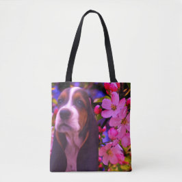 Bolsa Tote Basset Hound Puppy Blossomo Dog Art