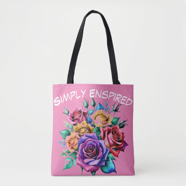 Bolsa Tote Basta Rosas de cor de água para o saco (Frente)