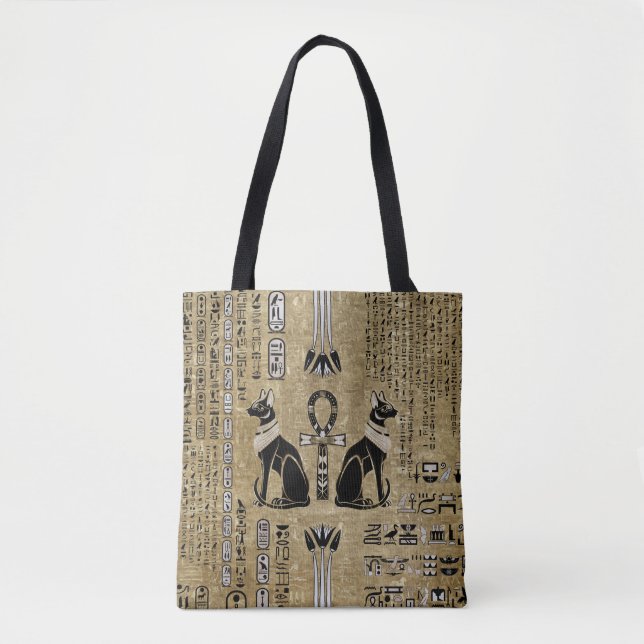 Bolsa Tote Bastet - Gatos Egípcios E Cruz Anca (Frente)