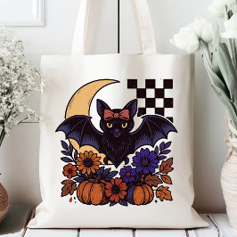 Bolsa Tote Bat De Halloween Com Estética Gótica Da Lua