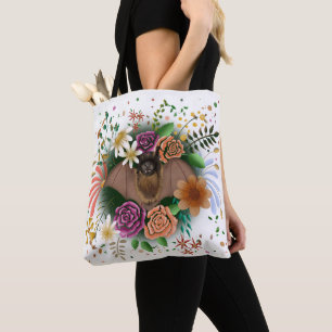 Bolsa Tote Bat Flowers Floral Botânica
