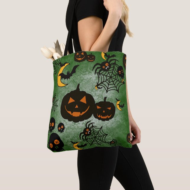 BOLSA TOTE BATATAS DE LUAS DE LUA VERDE SPOOKY HALLOWEEN (Close Up)