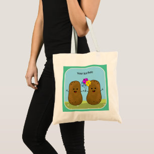 Bolsa Tote Batatas Felizes, Um Monte De Flores, Personalizada