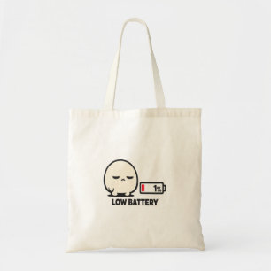 Bolsa Tote Bateria Baixa 1% - Minimalista Personagem Fofo Can