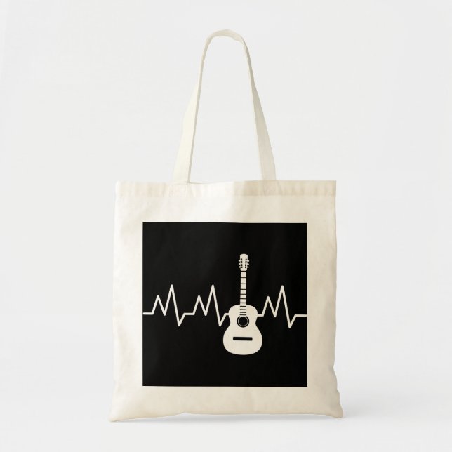 Bolsa Tote batida acústica do coração da guitarra (Frente)