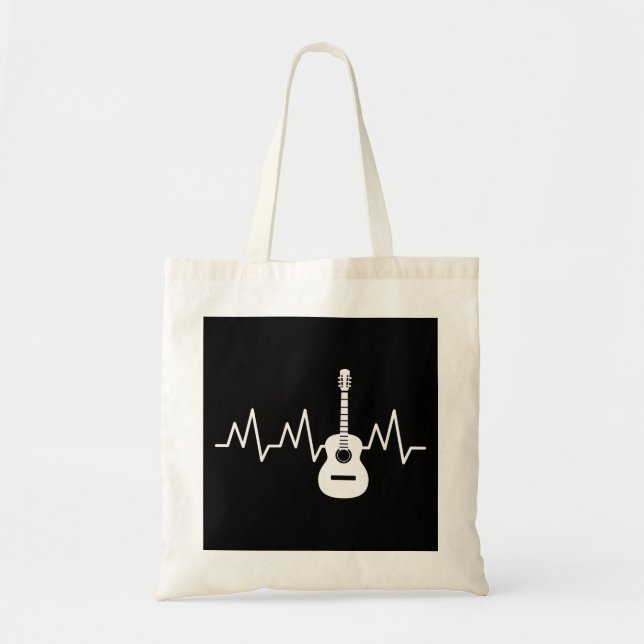 Bolsa Tote batida acústica do coração da guitarra (Frente)