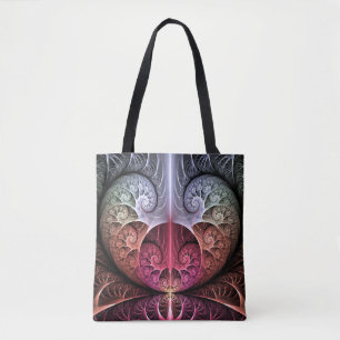 Bolsa Tote Batida cardíaca, Abstrato Surreal Fantasy Arte Fr