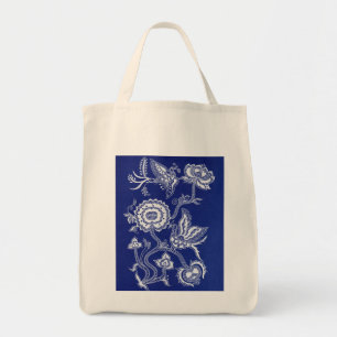Bolsa Tote Batik chinês do índigo do vintage - saco