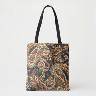Bolsa Tote Batik Paisley: Padrão De Vintage Sem Olho.