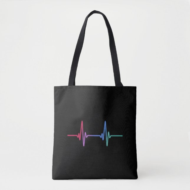 Bolsa Tote Batimento cardíaco Orgulho arco-íris LGBTQ Ally (Frente)