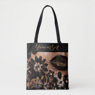 Bolsa Tote Batom da menina do encanto & jóias florais