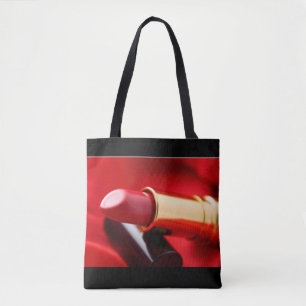 Bolsa Tote Batom Dourado preto vermelho
