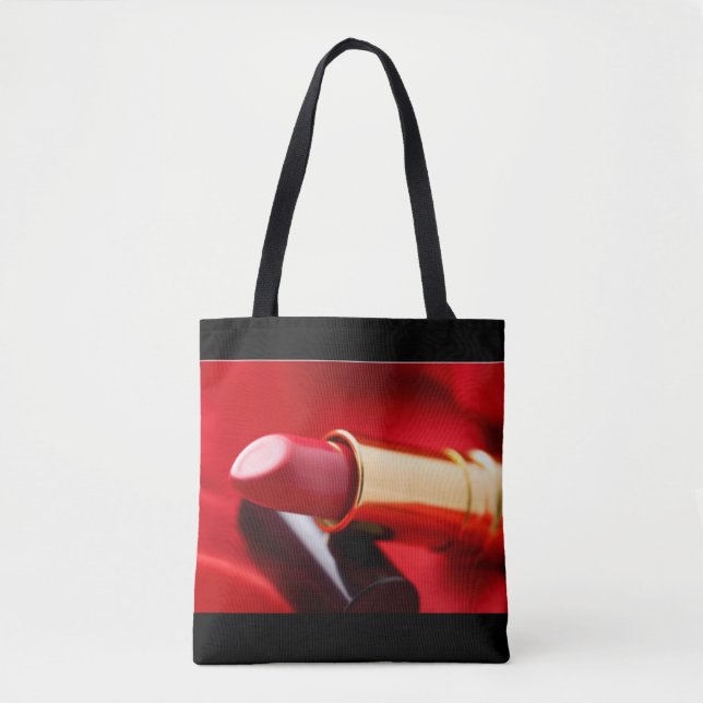 Bolsa Tote Batom Dourado preto vermelho (Frente)