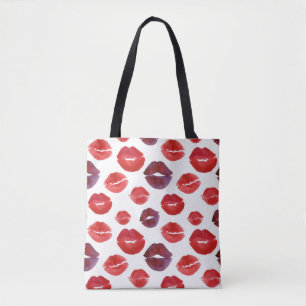 Bolsa Tote Batom namorados, Impressão sem Costura de Aquarela