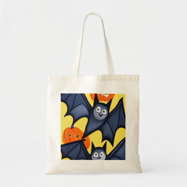 Bolsa Tote Bats e Pumpkins (Frente)