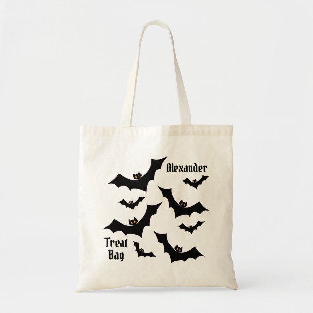 Bolsa Tote Bats Personalizados Trick-or-Tratat Halloween Bag (Frente)