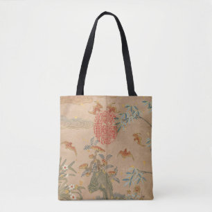 Bolsa Tote Bats Rochas Flores Oval Caligrafia por Zhang Ruoai