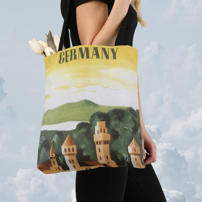 Bolsa Tote Baviera, Alemanha, Arte de Viagem Antiga de Castel (Criador carregado)