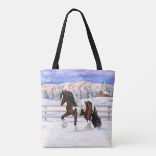 Bolsa Tote Bay Pinto Gypsy Vanner Draft Horse Em Neve