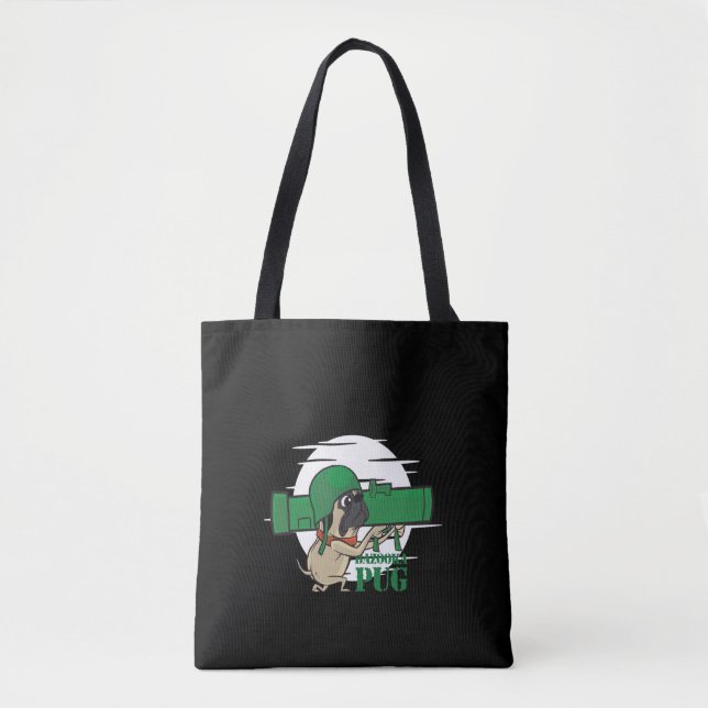 Bolsa Tote Bazooka Pug Engraçado Cachorro (Frente)
