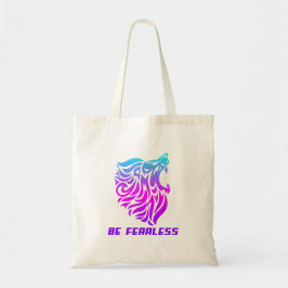 Bolsa Tote Be Fearless Neon Lion Motivational Gradient Design