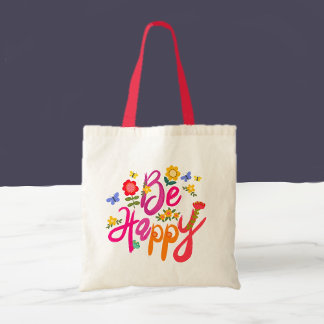 Bolsa Tote Be Happy – Colorful Floral and Butterfly Boho 