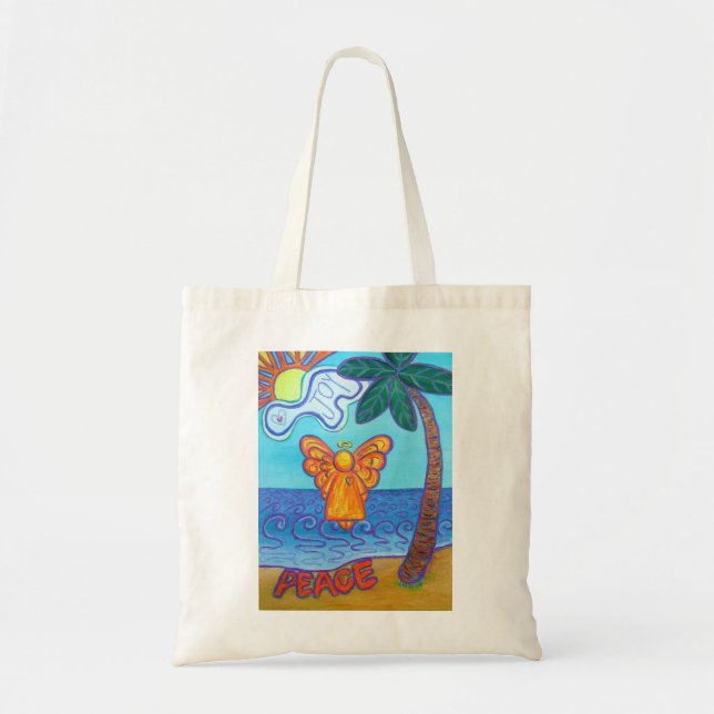 Bolsa Tote Beach Angel Peace and Joy Art Tote Bags (Frente)