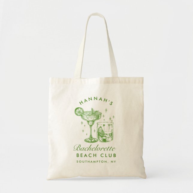 Bolsa Tote Beach Bachelorette Retro Modern Personalizado (Frente)