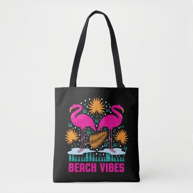 Bolsa Tote Beach Vibes Pink Flamingos-19501 (Frente)