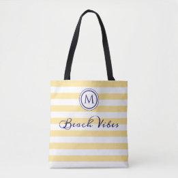 Bolsa Tote Beach Vibes Yellow White Strike Monograma Costeiro