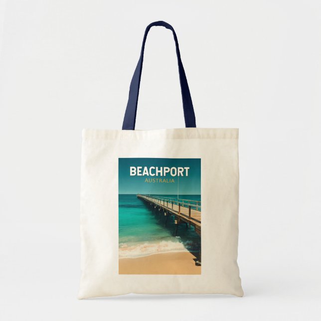 Bolsa Tote Beachport Austrália Viagem Art Vintage (Frente)