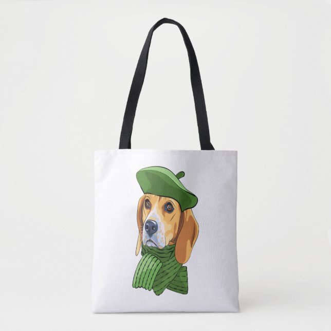 Bolsa Tote Beagle Cachorro em berço verde francês (Frente)