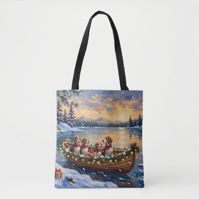 Bolsa Tote Beagle Christmas Boat Holiday (Frente)