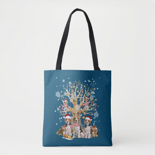 Bolsa Tote Beagle Christmas Tree Ornament For Dog Lover (Frente)