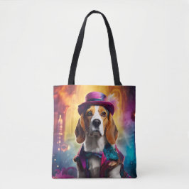 Bolsa Tote Beagle em fantasia vibrante