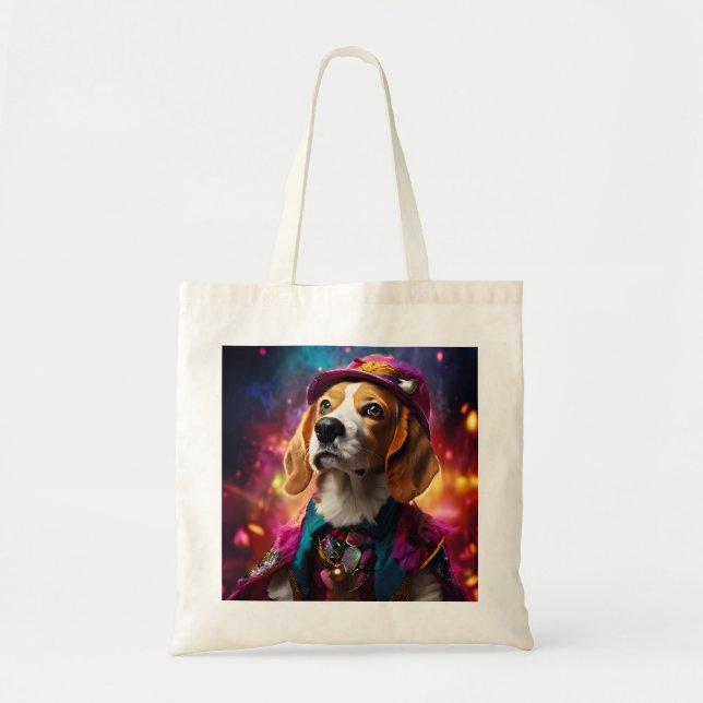 Bolsa Tote Beagle em um chapéu rosa (Frente)